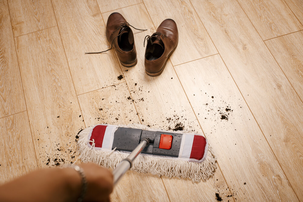 mopping dirty laminate