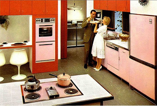 Mid-century modern kitchen pink