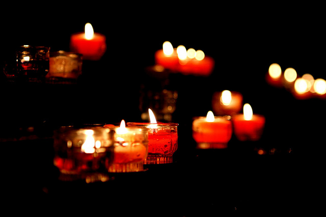 Lighting romantic candles