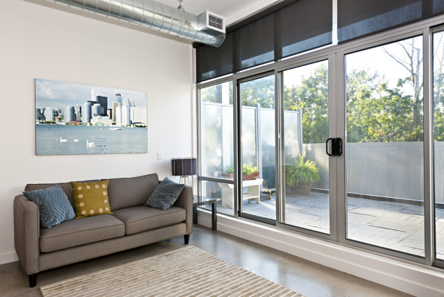 concrete floor living area balcony