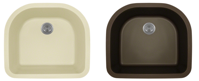 beige and mocha composite sinks