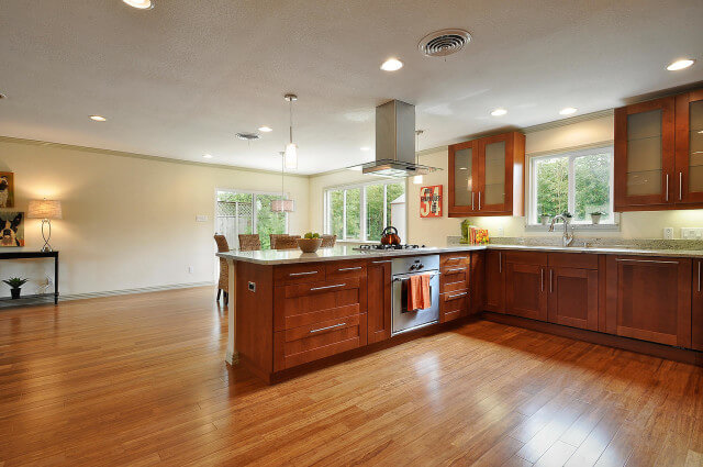 kitchen with bamboo floor