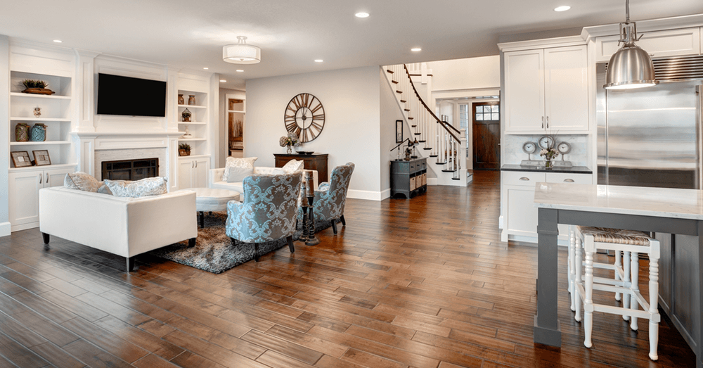 Distressed wood shop flooring